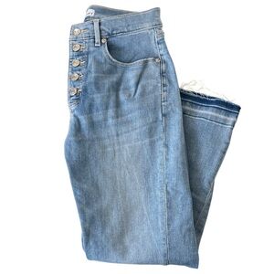 LOFT Kick Crop High-Rise Light Blue Women’s Jeans with Button Fly